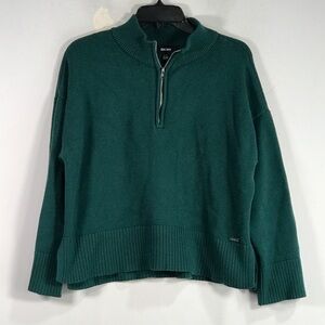 DKNY Long Sleeve Knit Pullover 1/4 Zip, Women's Size XXL - Green